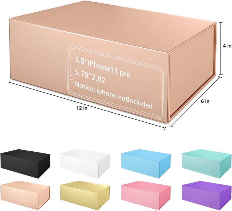 ROSTELACK Gift Boxes 12"x6"x4" with Magnetic Closure Lid Gift Boxes for Presents,Bridesmaid Gifts Box,Cute Box,Luxury for Gift Packaging, Magnetic Gift Box for Wrapping Gifts (Rose Gold/5PCS) - Image 2